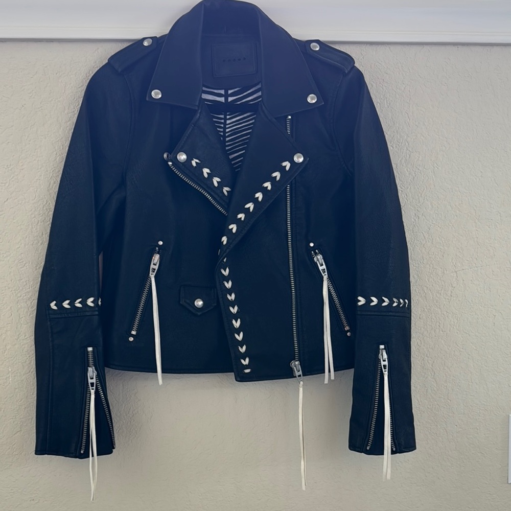 BLANKNYC Black Leather Jacket with Silver Accents